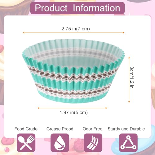 HARFINGTON 100 Count Cupcake Liners Cupcake Cups Blue Brown - color: Blue Brown