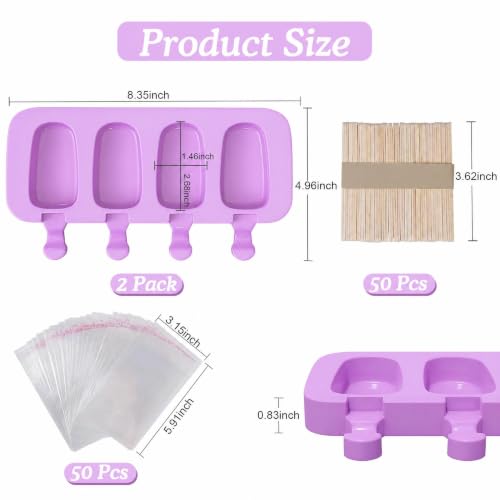 Ozera Popsicles Molds, 2 Pack Silicone Cake Pop Molds Cakesicle Maker Set - color: Blue and Purple