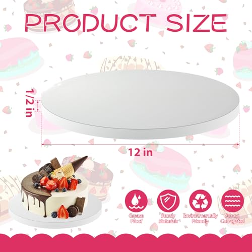 4 Pack Cake Boards 12 Inch Round 1/2 Inch Thick White Cake Drums Cake Base - style: 12 Inch 4 Pieces White