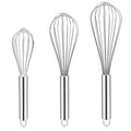 3-Pack Stainless Steel Kitchen Whisks, 8/10/12 Inch Wire Balloon Whisk Set for Cooking, Whipping, Mixing & Baking
