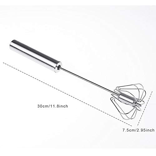 Egg Whisk, 12 Inch Semi-Automatic Egg Beater Stainless Steel Hand Mixers for Blending, Whisking, Beating, Premium Kitchen Utensil