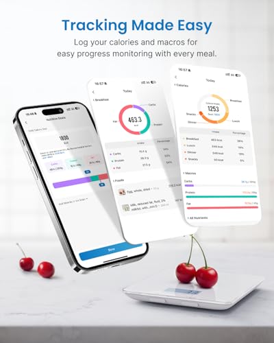 RENPHO Smart Food Scale with Nutritional Calculator, Bluetooth App, 11lbs - color: White