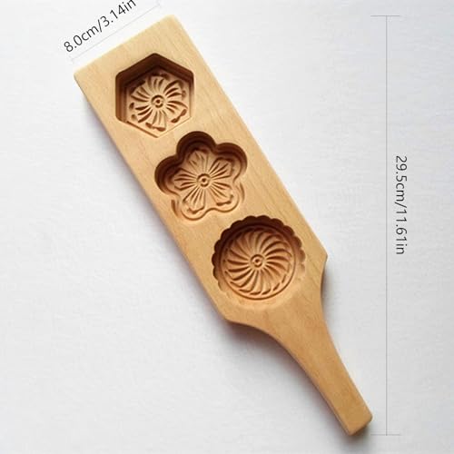 3 Hole Flower Shaped Wooden Cookie Mold
