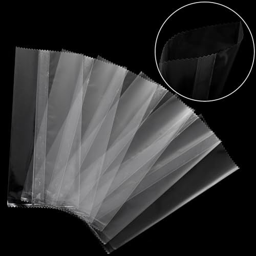 Okllen 600 Pieces Popsicle Bags and Sticks Set, 300 PCS Disposable Plastic Popsicle Wrappers Clear Ice Cream Bags, 300 PCS Wooden Popsicles Sticks for DIY Making Cakesicle Candy Summer Party Supplies