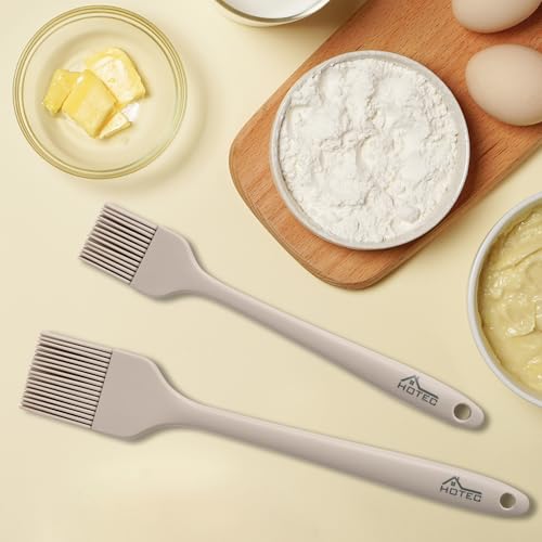 HOTEC 600°F Heat Resistant Silicone Basting &Pastry Brushes, Khaki 2 - color: Khaki