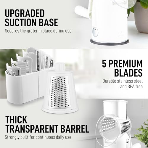 Rotary Cheese Grater Hand Crank, Vegetable Shredder - Classic White - color: 30 - White