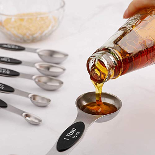 Magnetic Measuring Spoons Sets of 9 Stainless Steel Dual Sided Teaspoon - color: Measuring Spoons Set