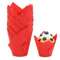 50 Pcs Red Tulip Cupcake Liners for Baking, Muffin Liners - color: Red