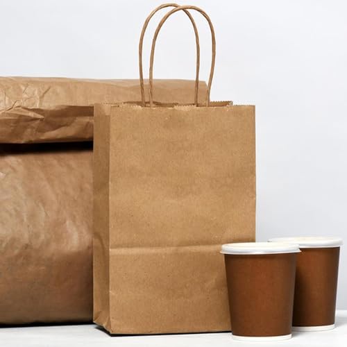 XPCARE Brown Paper Bags with Handles, 32Pcs 5.25x3.25x8.25'' Kraft Bags - color: Brown, size: 1 Count (Pack of 32)