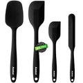 Anaeat 4 Piece Silicone Spatula Set - Seamless One-Pieces Design - Non Stick Rubber Spatulas Kitchen Scraper for Baking, Cooking, Scraping & Mixing, Heat Resistant & BPA Free & Dishwasher Safe (Black) - color: 4 Pcs Spatulas (Black), size: Essential Spatu
