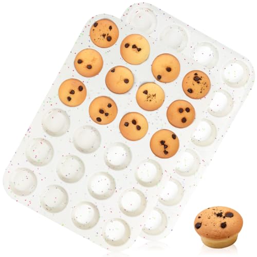 CAKETIME Silicone Mini Muffin Pan, 24 Cups Nonstick Mini Cupcake Pan for Baking Muffin, Cupcake, Egg Bites, Fat Bomb, 2 Pack Confetti - size: 2pcs:Mini 24-Cup