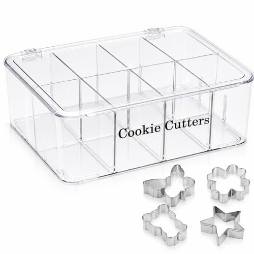 Cookie Cutter Storage Box,8 Adjustable Compartments, Clear PET