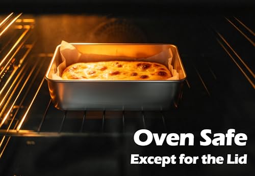 Leonyo Non-Toxic 8x8 Stainless Steel Square Cake Baking Pan With Lid,2 Pack - size: 8x8IN
