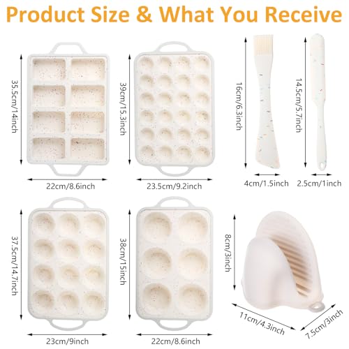 7 Pcs Silicone Baking Set, Nonstick Bakeware Mold with Spatula Oven Mitts