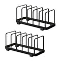 2 Pack Metal Dish Plate Rack Pot Lid Holder Kitchen Organizer (Black) - color: Black