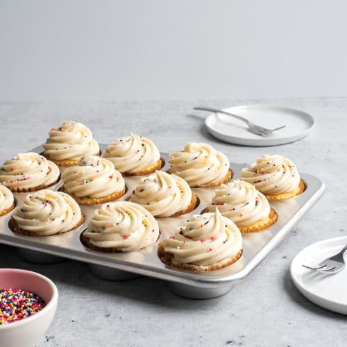 Nordic Ware Natural Aluminum Commercial Muffin Pan, 12 Cup - size: 12-Cavities, style: 12-Cavities Standard