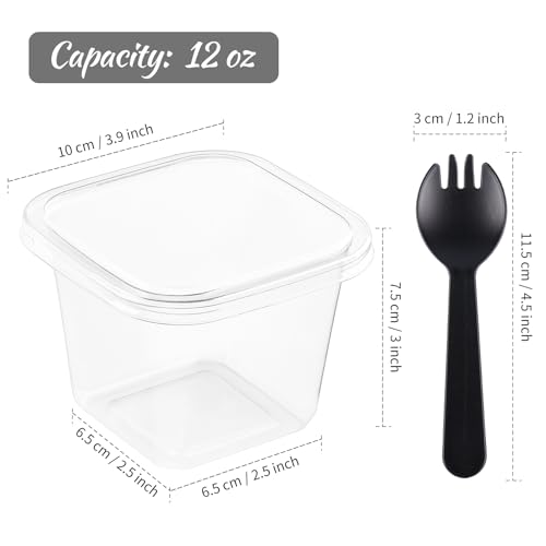 Kucoele 100 Pack 12 oz Plastic Dessert Cups with Lids and Sporks - style: 100 Pack 12oz