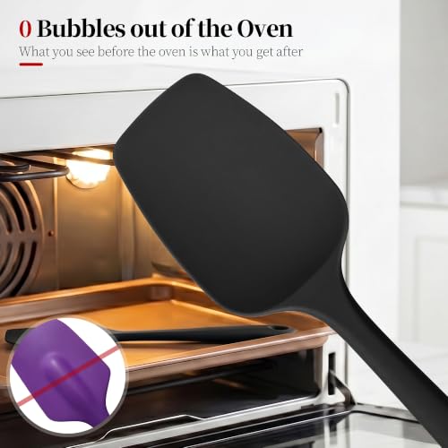 600ºF Heat Resistant Silicone Spoon Spatula Set of 3, Black - color: (2) Black, size: 3 Spoon Spatulas