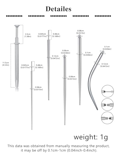 20g 16g 18g Piercing Taper Internal Threaded Piercing Taper Insertion Threader Tool Threadless Jewelry Changing Tool Horseshoe Nose Ring Labret Earring Studs Applicator Piercing Ball Grabber - color: C1- Graber + Insertion Threader Tool
