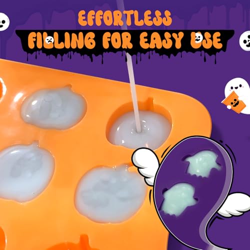 Pumpkin & Ghost Candy Silicone Molds for Halloween Small Chocolate, Wax Melts, Cake Decoration 15 Cavity Food Grade Bpa Free for Kids, Oven Safe DIY Homemade Mould Treat or Trick -2 PCS - style: Pumpkin & Ghost 2PCS