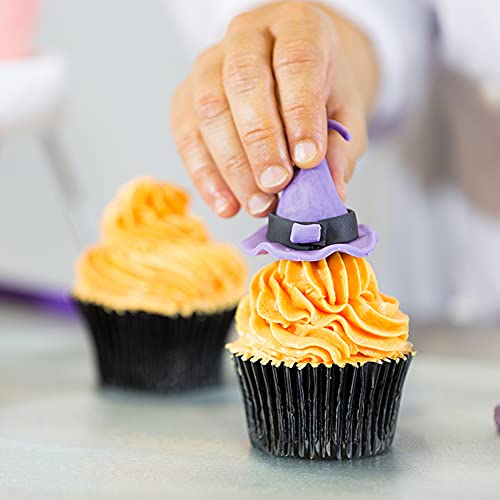 Black Cupcake Liners for Baking,GOLF 500 Pack Standard Size Black Foil Cupcake Liners Wrappers Metallic Baking Cups,Muffin Paper Cases - color: Black