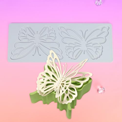 TUKE Silicone Lace Mold Butterfly Pattern Fondant Molds DIY Embossing Mat for Cake Decorating Annimal Design DIY Craft, Chocolate, Resin, Clay, Soap Making (F_ Butterfly) - size: F_ Butterfly