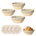 Banneton Bread Proofing Basket Set of 4 (5 inch Round) - style: 4 Round 5-inch & 4 Banneton Liners