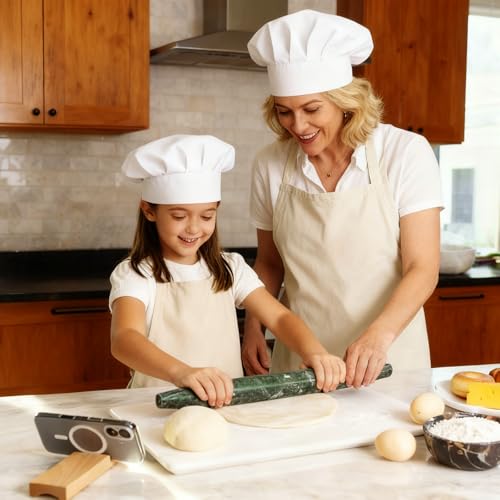 Natural Marble Rolling Pin for Baking, 15.6" Non-Stick Stone Dough Roller - color: 15.6"x1.48"-Green