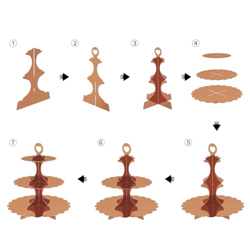 2 Pack 3 Tier Rose Gold Cupcake Stand for 24 Cupcakes, Cardboard Cake Tower for Parties and Celebrations - color: Rose Gold 2 Pack