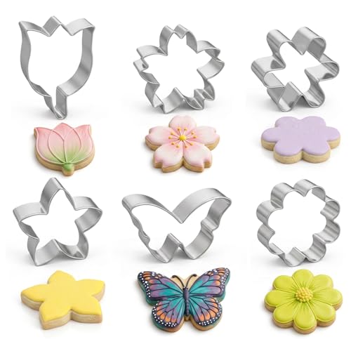 Ymapinc 6pcs Flower Cookie Cutter Set, Cookies, Fondant, Cheese Making