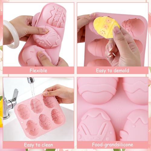 Morofme Easter Egg Silicone Molds Easter Cake Mold Bunny Chocolate Molds Rabbit Muffin Silicone Mold Half Eggs Shaped Moulds Bunny Baking Pan for Cupcake Candy Jello Pudding Mousse Soap - color: Easter