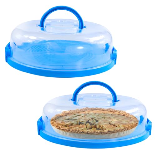 2 Pack Pie Containers with Lids and Handles Cheesecake Containers, Pie Containers, Thanksqiving Gifts - color: Blue