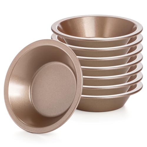 8 Pack Mini Pie Pan Set, 5 Inch Reusable Nonstick Individual Dish Pies Plate Carbon Steel Pie Tins Small Round Metal Bakeware for Baking Pot Pies, Cakes, Quiches, Tarts, Desserts, Christmas