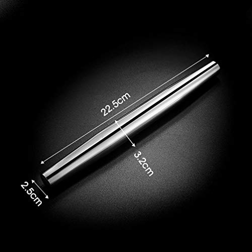 304 Stainless Steel Rolling Pin 8.9" Smooth Non-stick Dough Roller for Pastry Pasta Pizza Cookie Bread