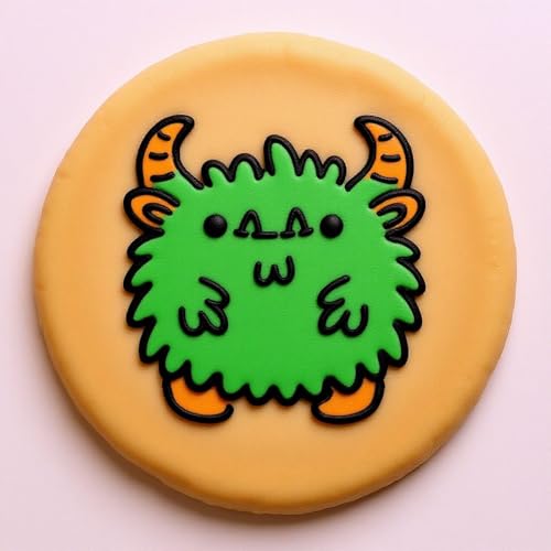 Reusable PYO Cookie Stencil Paint Your Own Custom Design Unique Cookies Stencils Creates Custom Coloring Pages Designs, Perfect for Kids, Parties, and Bakers. Detailed Designs. - style: Monster
