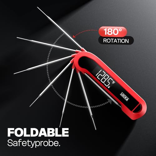 0.3 Sec Instant Read Meat Thermometer Digital for Cooking, Red - color: Cherry Red