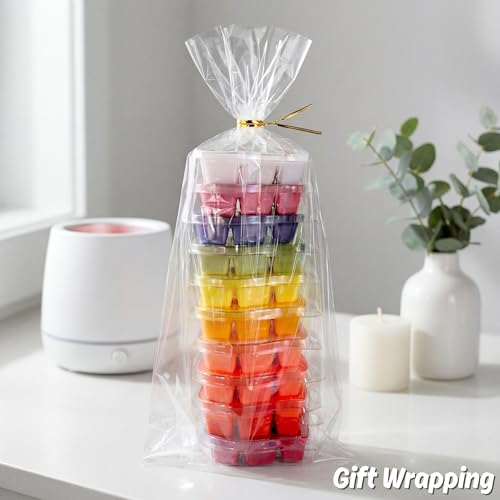 Wowfit 9x20 Large Tall Clear Cellophane Gift Bags, 50 CT, 6" Gold Ties - size: 9x20 Inch (Pack of 50)