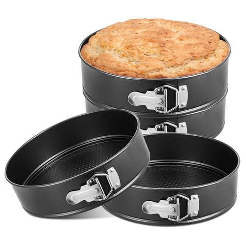 4 Pcs 10 Inch Nonstick Springform Cheesecake Pan with Removable Bottom - color: Black, size: 10 Inch