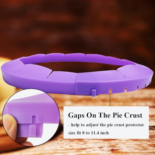 Adjustable Pie Crust Shields Baking Protectors, Silicone Cover Ring Fits 8-11.4 Inch Pies, Baking Pie Pizza Crust Shield Protector Cover for Edges (Purple-1pcs) - color: Purple-1pcs