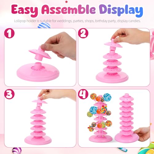PRETYZOOM Pink Pp Lollipop Display Holder Multi-Tier Adjustable Stand