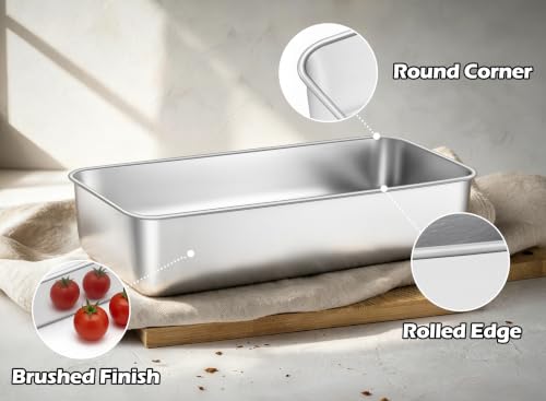 Leonyo 12x5IN Large Stainless Steel Loaf Pans for Baking Bread, 4 Pack - size: Large