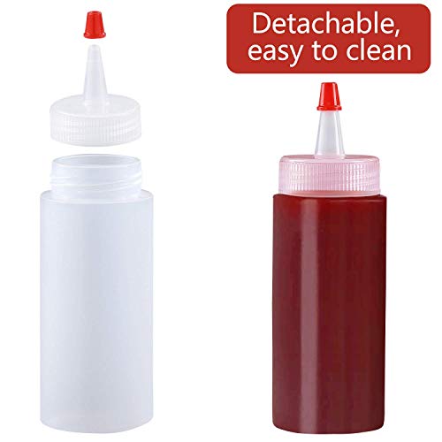 Squeeze Bottle, Shekure 30Pcs 4 Oz Premium Food Grade Plastic Bottles with Squeeze Top Caps Include 2 Labels and 1 Pen for Icing Cookie Decorating Sauces Condiments Arts Crafts BPA Free