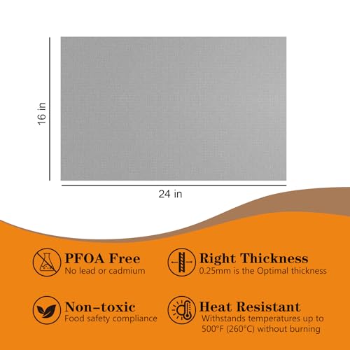 UBeesize 4 Pack Thickened Silver Oven Liners for Bottom of Oven BPA & PFOA Free, Reusable 16x24 Inch Heavy Duty Non Stick Teflon Oven Mats, Fit Electric Gas Toaster Convection Microwave Ovens Grills - color: Silver, size: 24"L x 16"W, style: 4 Pack