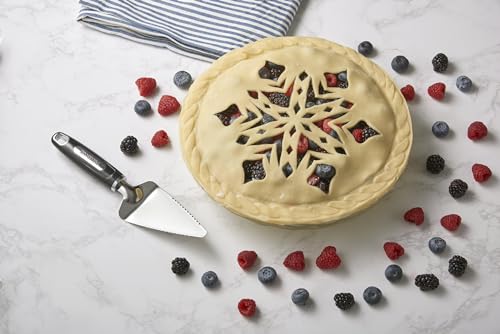 Talisman Designs Pie Top Cutter | Pie Crust Cutter | Pie Decorating Tools | Pie Pastry Baking Accessories | Stencil Crust Cutout | 10-Inch | Snowflake Design | Red - style: Pie Top Cutter - Snowflake