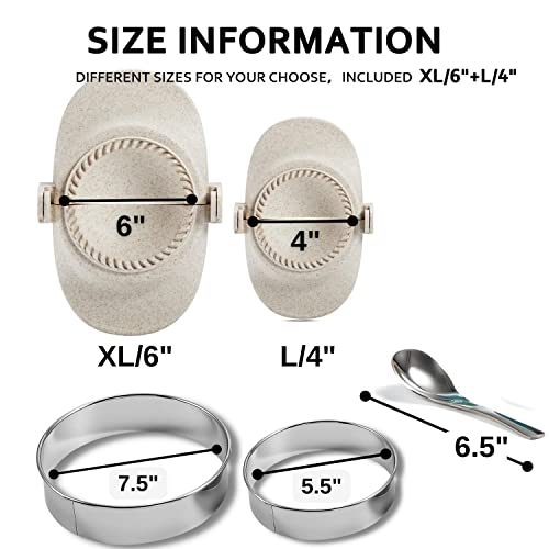 6 Inch Empanada Maker Press, Extra Large 6"+4" Dumpling Maker Set - color: White, size: 6"+4"