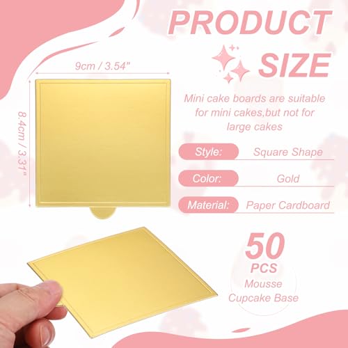 uxcell 50 Pcs Mini Cake Board 3.5 Inch Mousse Base Square Gold - color: Gold, size: 3.5 Inch