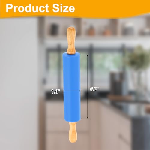 uxcell 6.7 Inch Silicone Rolling Pin Small Dough Roller Blue - color: Blue, size: 6.7 Inch