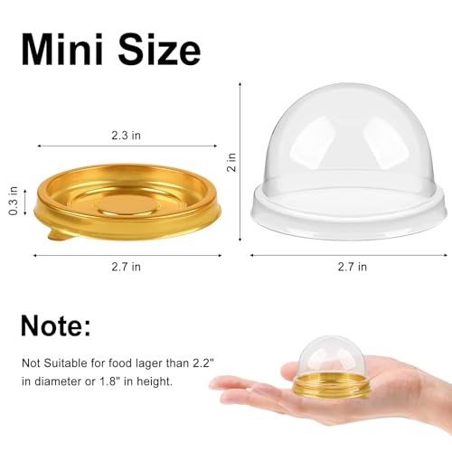 Zezzxu 100 Pack Mini Cake Containers with Lids, Gold Domes - color: Gold, style: 100 Pack