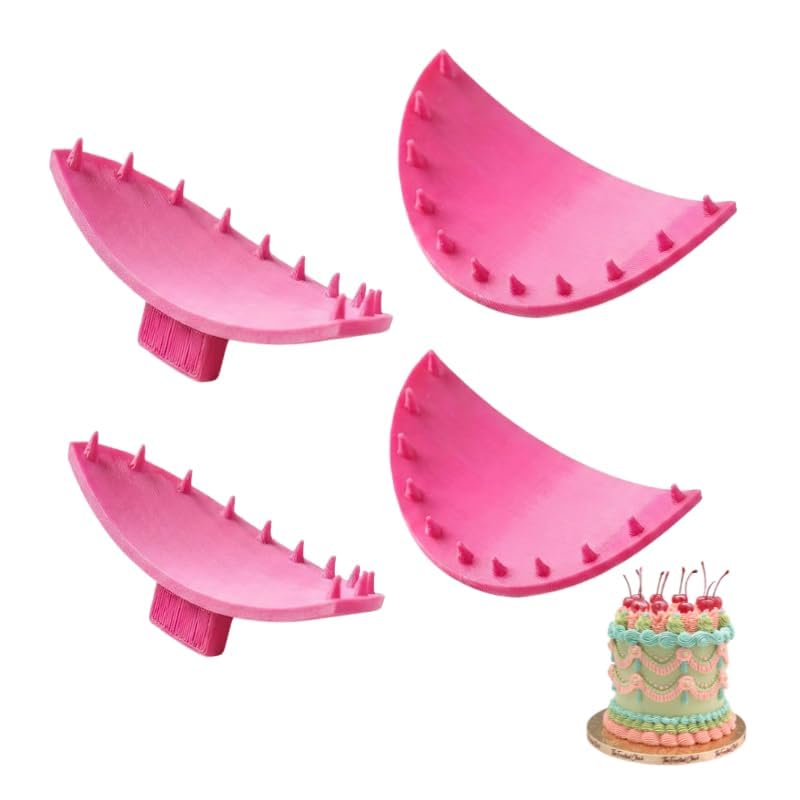 4 PCS Cake Arch Guide Tool Set, Cake Decorating Tools for Beginners and Bakers, Cake Swag Marker Tool, Cake Piping Guide Stencil for 6"-10" Cakes, Cake Ruffle Marker, Cake Leveler Tools