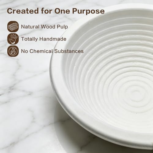 9'' Wood Pulp Round 1kg Banneton Bread Proofing Basket 2 Pack - style: Round